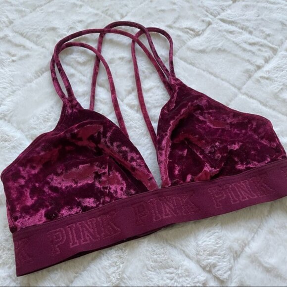 Victoria's Secret PINK | Red Velvet Unlined Strappy Bralette | Size Small - Picture 4 of 12